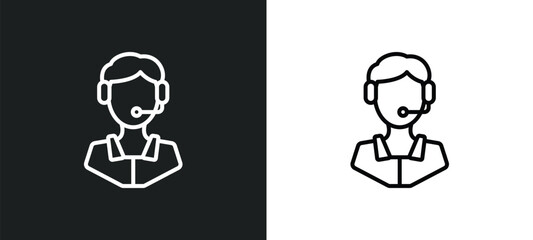 Poster - phone assistance line icon in white and black colors. phone assistance flat vector icon from phone assistance collection for web, mobile apps and ui.