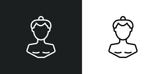 Wall Mural - sumo fighter line icon in white and black colors. sumo fighter flat vector icon from sumo fighter collection for web, mobile apps and ui.