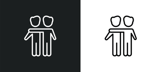 Poster - hugging line icon in white and black colors. hugging flat vector icon from hugging collection for we