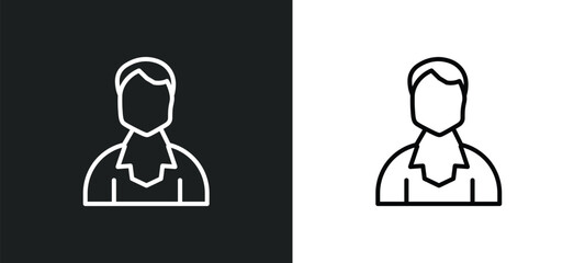 Poster - male user line icon in white and black colors. male user flat vector icon from male user collection for web, mobile apps and ui.