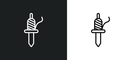 spindle line icon in white and black colors. spindle flat vector icon from spindle collection for web, mobile apps and ui.