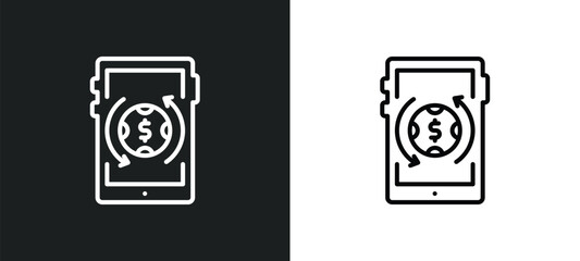 Poster - mobile transfer line icon in white and black colors. mobile transfer flat vector icon from mobile transfer collection for web, apps and ui.