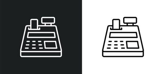 Aufkleber - cash register line icon in white and black colors. cash register flat vector icon from cash register collection for web, mobile apps and ui.