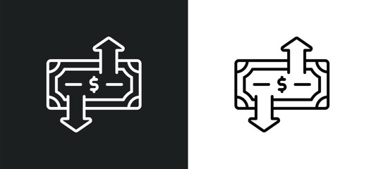 Poster - transfer money line icon in white and black colors. transfer money flat vector icon from transfer money collection for web, mobile apps and ui.