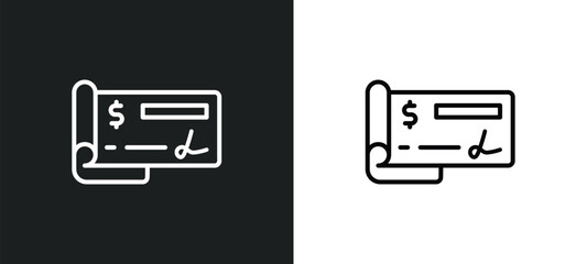 Poster - check line icon in white and black colors. check flat vector icon from check collection for web, mobile apps and ui.
