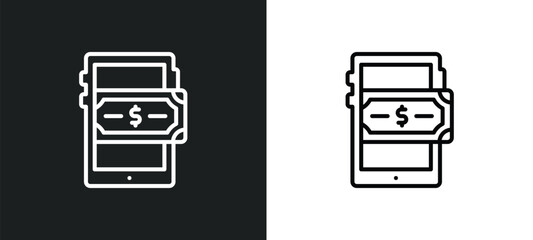 Wall Mural - mobile money line icon in white and black colors. mobile money flat vector icon from mobile money collection for web, apps and ui.