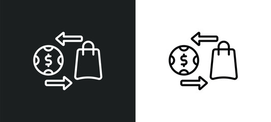 Poster - trade line icon in white and black colors. trade flat vector icon from trade collection for web, mobile apps and ui.