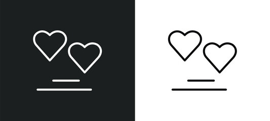 Poster - big heart line icon in white and black colors. big heart flat vector icon from big heart collection 