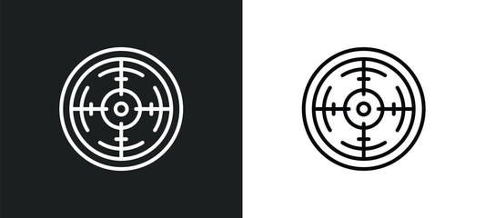 Poster - shooting gallery line icon in white and black colors. shooting gallery flat vector icon from shooting gallery collection for web, mobile apps and ui.