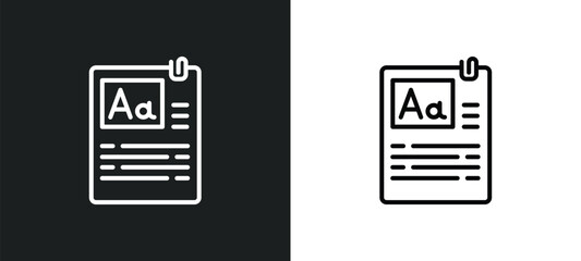 Poster - paragraph aa line icon in white and black colors. paragraph aa flat vector icon from paragraph aa collection for web, mobile apps and ui.