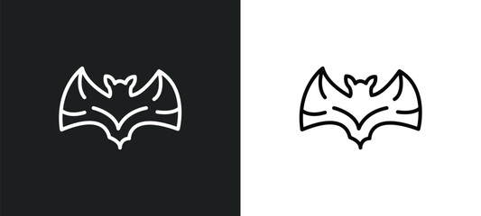 Poster - branch bat line icon in white and black colors. branch bat flat vector icon from branch bat collection for web, mobile apps and ui.