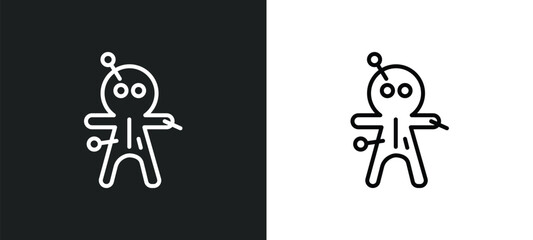 Wall Mural - voodoo puppet line icon in white and black colors. voodoo puppet flat vector icon from voodoo puppet collection for web, mobile apps and ui.