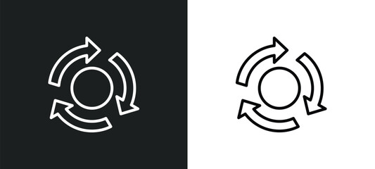 Poster - cycle line icon in white and black colors. cycle flat vector icon from cycle collection for web, mob