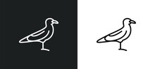 Seagull Line Icon In White And Black Colors. Seagull Flat Vector Icon From Seagull Collection For Web, Mobile Apps And Ui.
