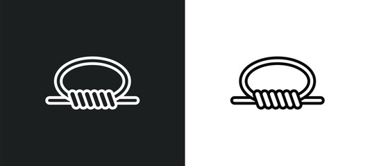 Poster - rope knot line icon in white and black colors. rope knot flat vector icon from rope knot collection for web, mobile apps and ui.