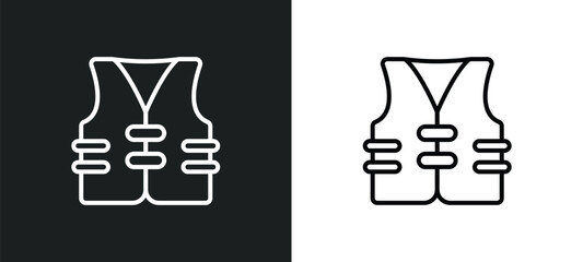 Poster - vest line icon in white and black colors. vest flat vector icon from vest collection for web, mobile apps and ui.