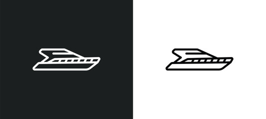 Poster - yatch line icon in white and black colors. yatch flat vector icon from yatch collection for web, mobile apps and ui.