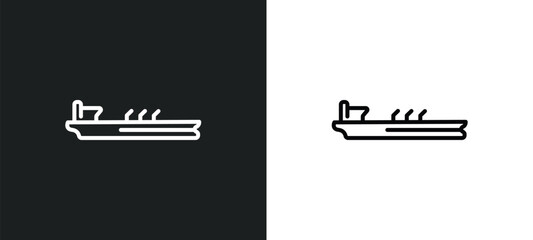 Poster - oil tanker ship line icon in white and black colors. oil tanker ship flat vector icon from oil tanker ship collection for web, mobile apps and ui.
