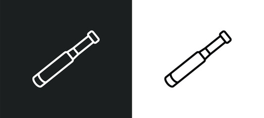 Poster - nautical monocular line icon in white and black colors. nautical monocular flat vector icon from nautical monocular collection for web, mobile apps and ui.