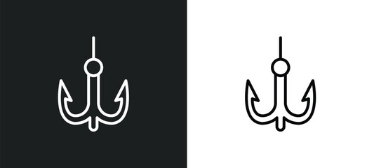 Poster - bait line icon in white and black colors. bait flat vector icon from bait collection for web, mobile apps and ui.