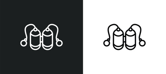 Poster - aqualung line icon in white and black colors. aqualung flat vector icon from aqualung collection for