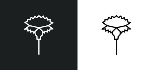 Sticker - carnation line icon in white and black colors. carnation flat vector icon from carnation collection for web, mobile apps and ui.