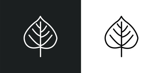 Poster - birch line icon in white and black colors. birch flat vector icon from birch collection for web, mob