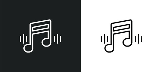 Poster - music line icon in white and black colors. music flat vector icon from music collection for web, mobile apps and ui.