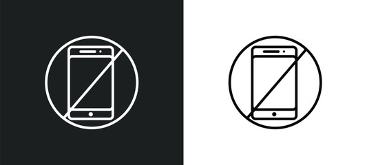 Poster - no phone line icon in white and black colors. no phone flat vector icon from no phone collection for web, mobile apps and ui.