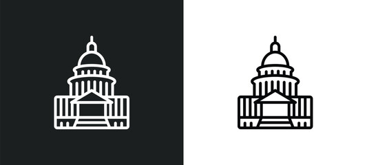 Aufkleber - united states capitol line icon in white and black colors. united states capitol flat vector icon from united states capitol collection for web, mobile apps and ui.