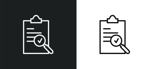 Poster - evaluate line icon in white and black colors. evaluate flat vector icon from evaluate collection for web, mobile apps and ui.