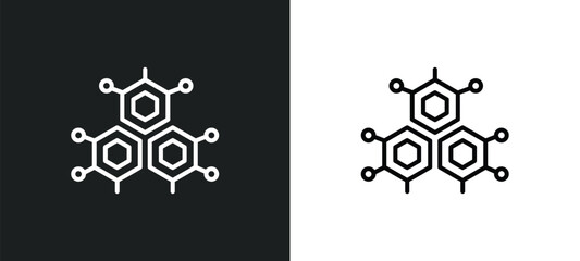Poster - molecular structure line icon in white and black colors. molecular structure flat vector icon from molecular structure collection for web, mobile apps and ui.
