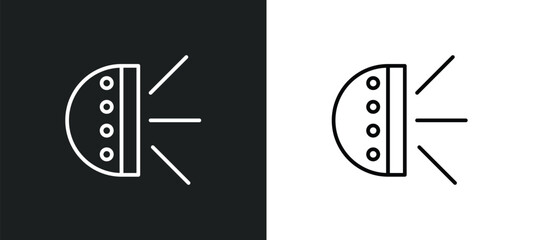 Poster - car light line icon in white and black colors. car light flat vector icon from car light collection 