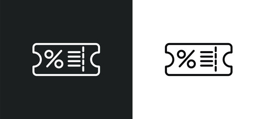 Poster - coupon line icon in white and black colors. coupon flat vector icon from coupon collection for web, 