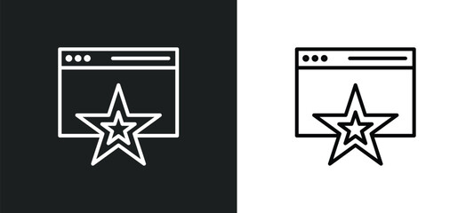Wall Mural - favorite web line icon in white and black colors. favorite web flat vector icon from favorite web collection for mobile apps and ui.