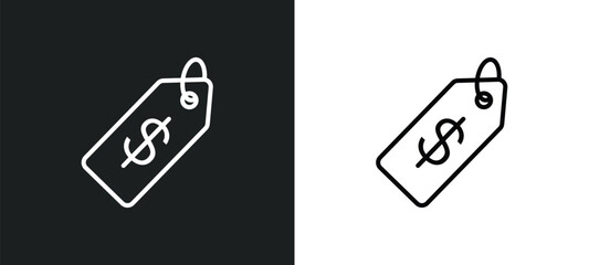 Poster - price line icon in white and black colors. price flat vector icon from price collection for web, mob