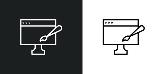 Poster - web graphic line icon in white and black colors. web graphic flat vector icon from web graphic colle