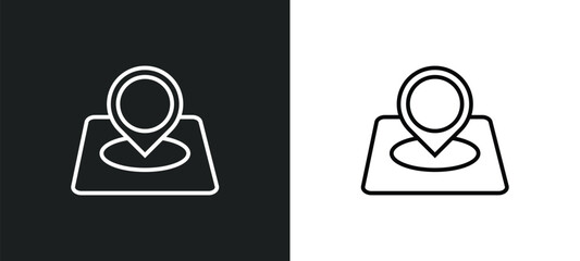 Poster - location marker line icon in white and black colors. location marker flat vector icon from location 