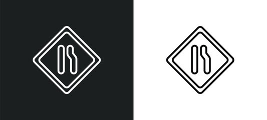 Poster - narrow right lane line icon in white and black colors. narrow right lane flat vector icon from narro