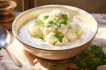 Wall Mural - Cauliflower salad meal with parsley and seed.

