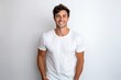 Portrait of a handsome young man in white t-shirt.