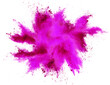bright pink magenta holi paint color powder festival explosion burst isolated white background. industrial print concept background