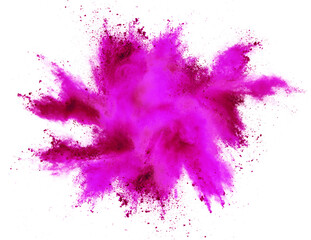 bright pink magenta holi paint color powder festival explosion burst isolated white background. indu