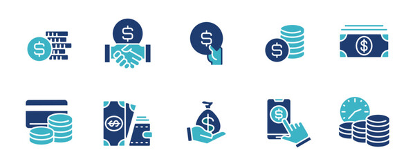 Poster - set of money earning finance icon vector. salary, balance, profit, income symbol illustration for business web or app template