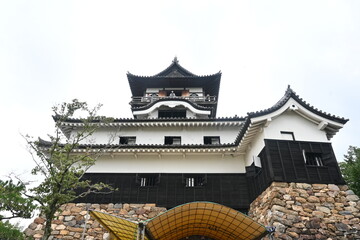 Canvas Print - Japan sightseeing trip, castle tour. 'Inuyama Castle' Inuyama City, Aichi Prefecture. Inuyama Castle overlooking the Kiso River is said to be the oldest existing wooden castle tower in Japan.