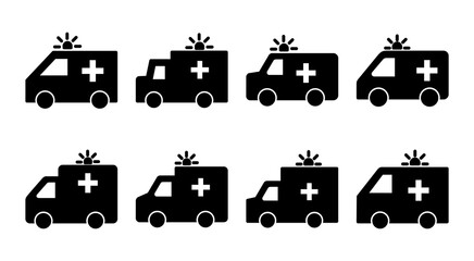 Wall Mural - Ambulance icon set illustration. ambulance truck sign and symbol. ambulance car