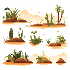 Canvas Print - desert set vector flat minimalistic isolated illustration