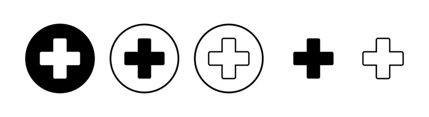 Poster - Plus Icons set. Add plus icon. Addition sign. Medical Plus icon