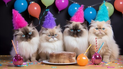 Wall Mural - Purry Party: Himalayan Cat Clan Unites