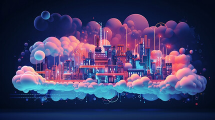 Wall Mural - Cloud Computing Vector Illustration. 8K, High Quality Resolution, Modern Design, Ad, banner